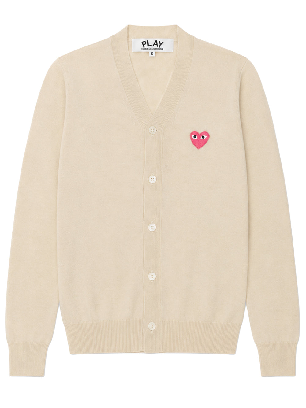 COMME DES GARÇONS PLAY-Small Pink Heart V-Neck Cardigan-