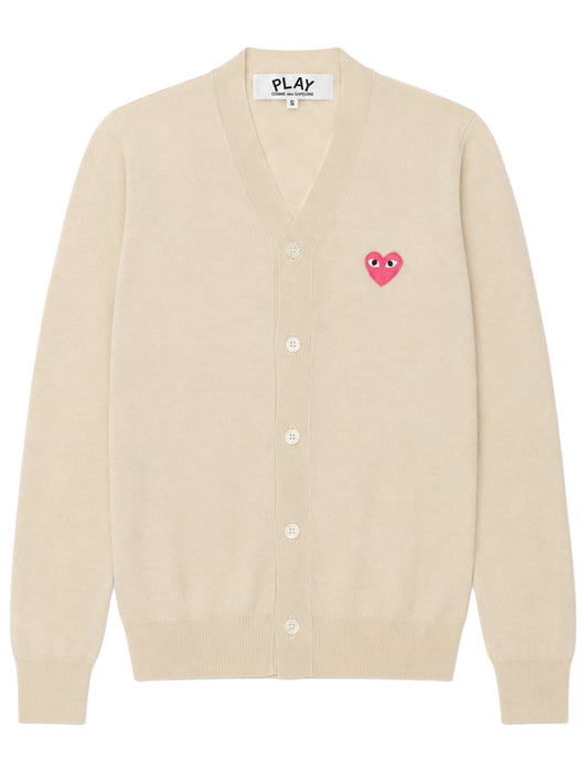 COMME DES GARÇONS PLAY-Small Pink Heart V-Neck Cardigan-