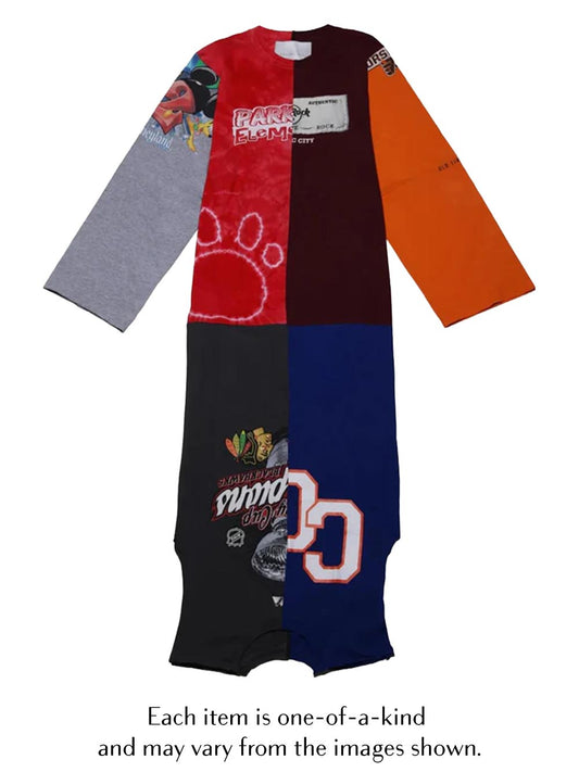 RECONSTITUTED LONG SLEEVE T- SHIRT DRESS