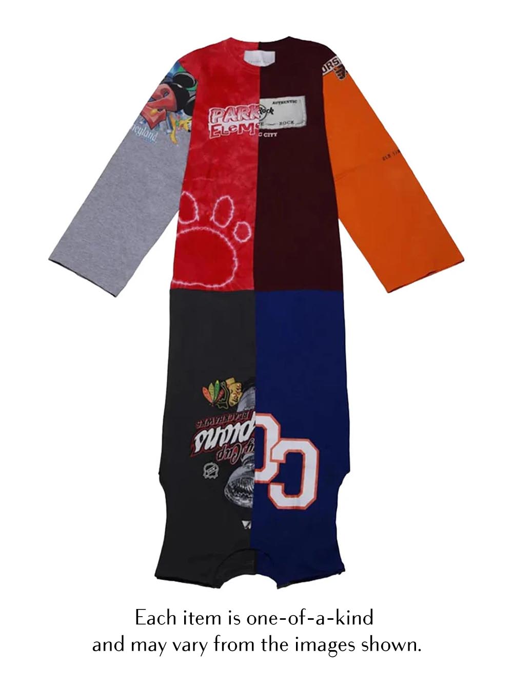 CONNER IVES-RECONSTITUTED LONG SLEEVE T- SHIRT DRESS-