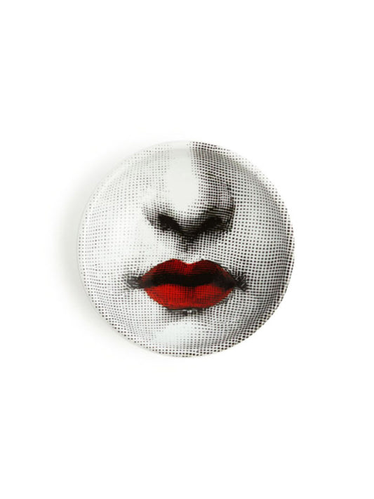 FORNASETTI-FRN POSACENERE ROTONDO TEMA E VARIAZIONI N.397ROSSO/NERO/BIANCO-