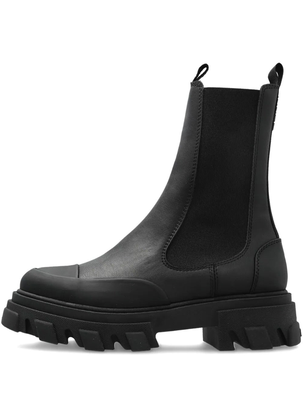 GANNI-Cleated Mid Chelsea Boot Black Stitch-