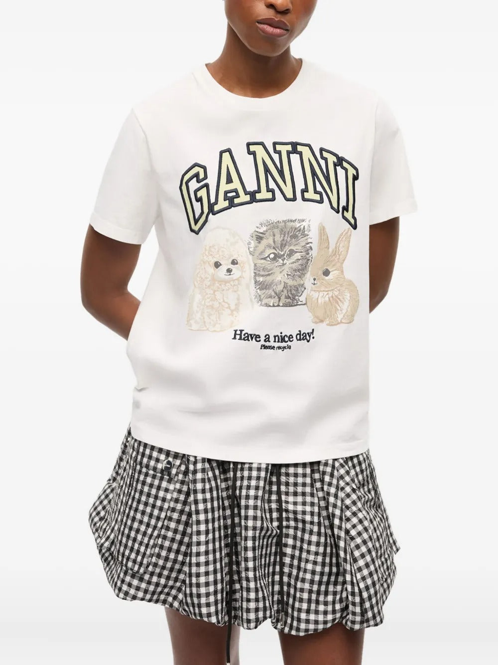 GANNI-Basic Cotton Jersey Animals Relaxed T-shirt-