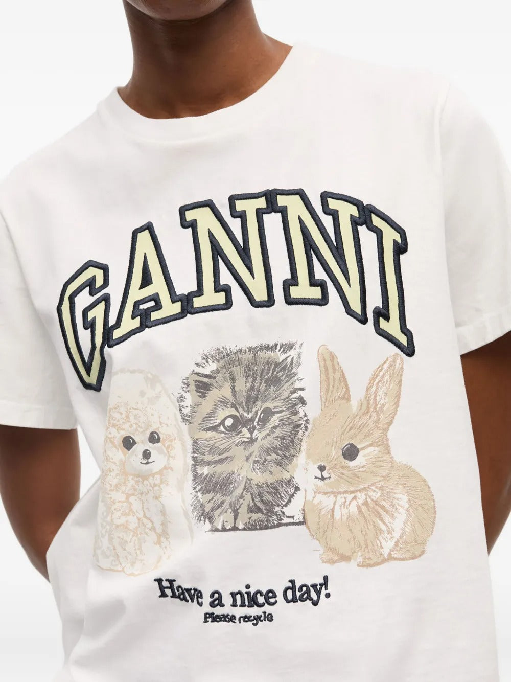 GANNI-Basic Cotton Jersey Animals Relaxed T-shirt-