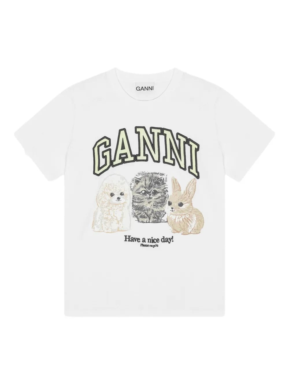 GANNI-Basic Cotton Jersey Animals Relaxed T-shirt-