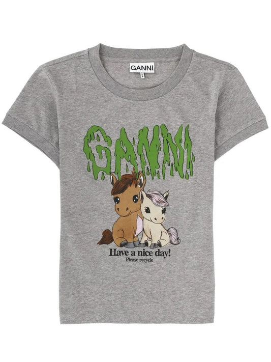 GANNI-Basic Cotton Jersey Baby Fit T-shirt-