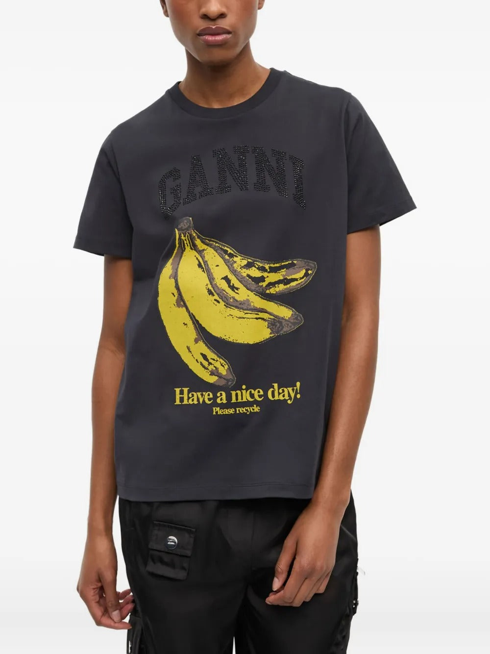GANNI-Basic Cotton Jersey Banana Relaxed T-shirt-