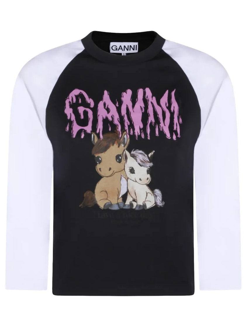 GANNI-Basic Cotton Jersey Baseball T-shirt-