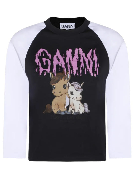 GANNI-Basic Cotton Jersey Baseball T-shirt-