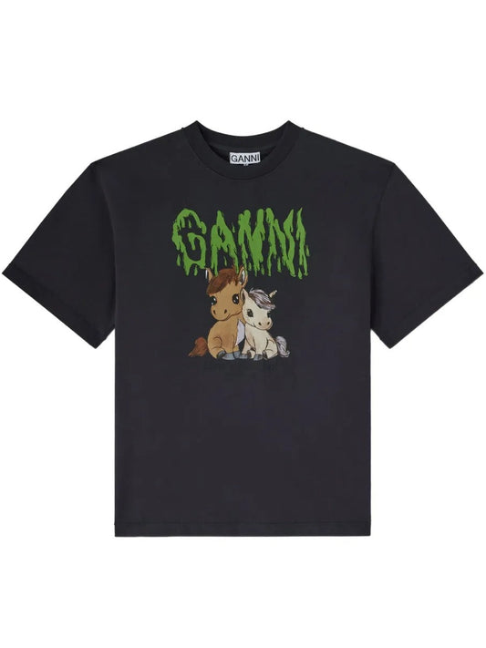 GANNI-Basic Cotton Jersey T-shirt-