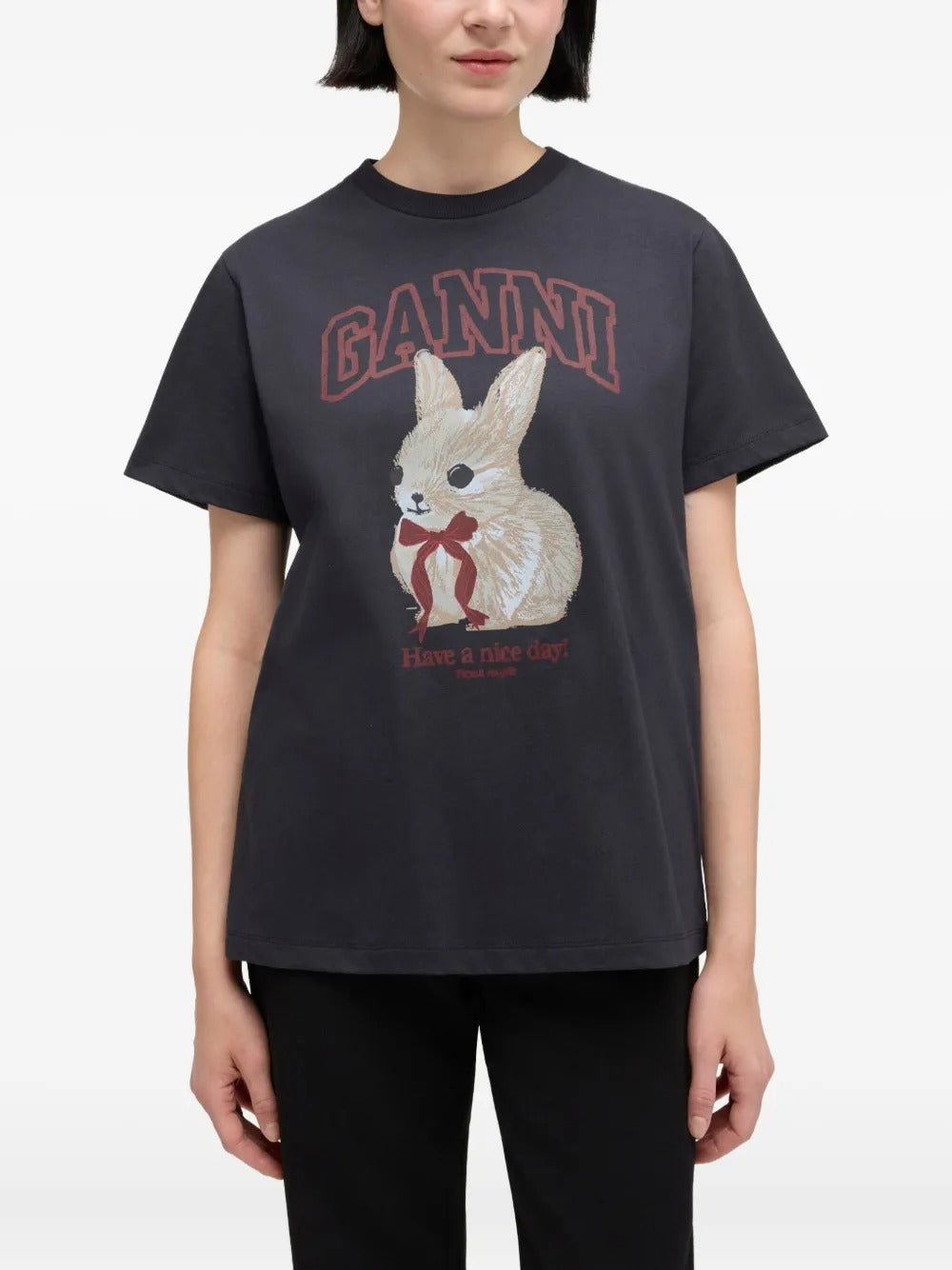 GANNI-Basic Cotton Jersey T-shirt-