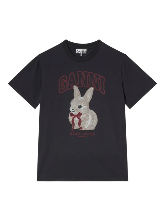 GANNI-Basic Cotton Jersey T-shirt-