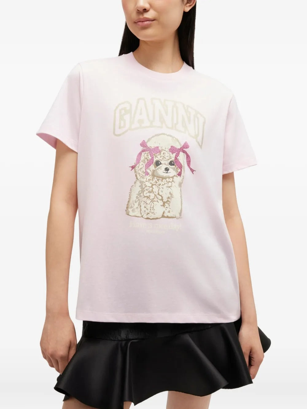 GANNI-Basic cotton Jersey T-shirt-A1050062 868 – Dope