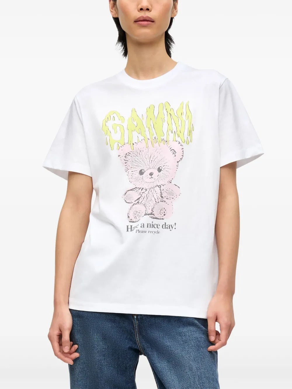 GANNI-Basic Cotton Jersey Teddy Relaxed T-shirt-