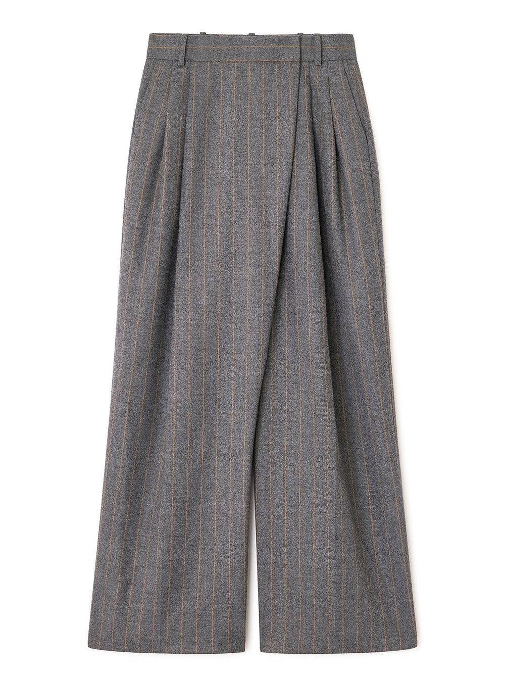 GANNI-Brushed Wool Stripe Mid Waist Pants-