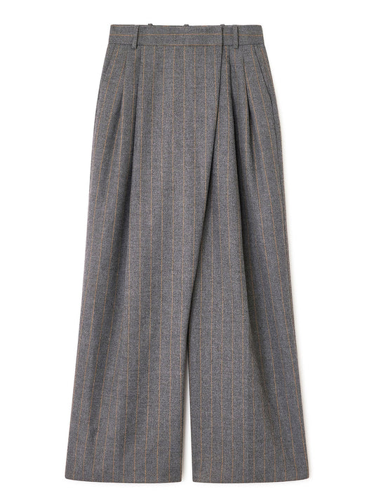 GANNI-Brushed Wool Stripe Mid Waist Pants-