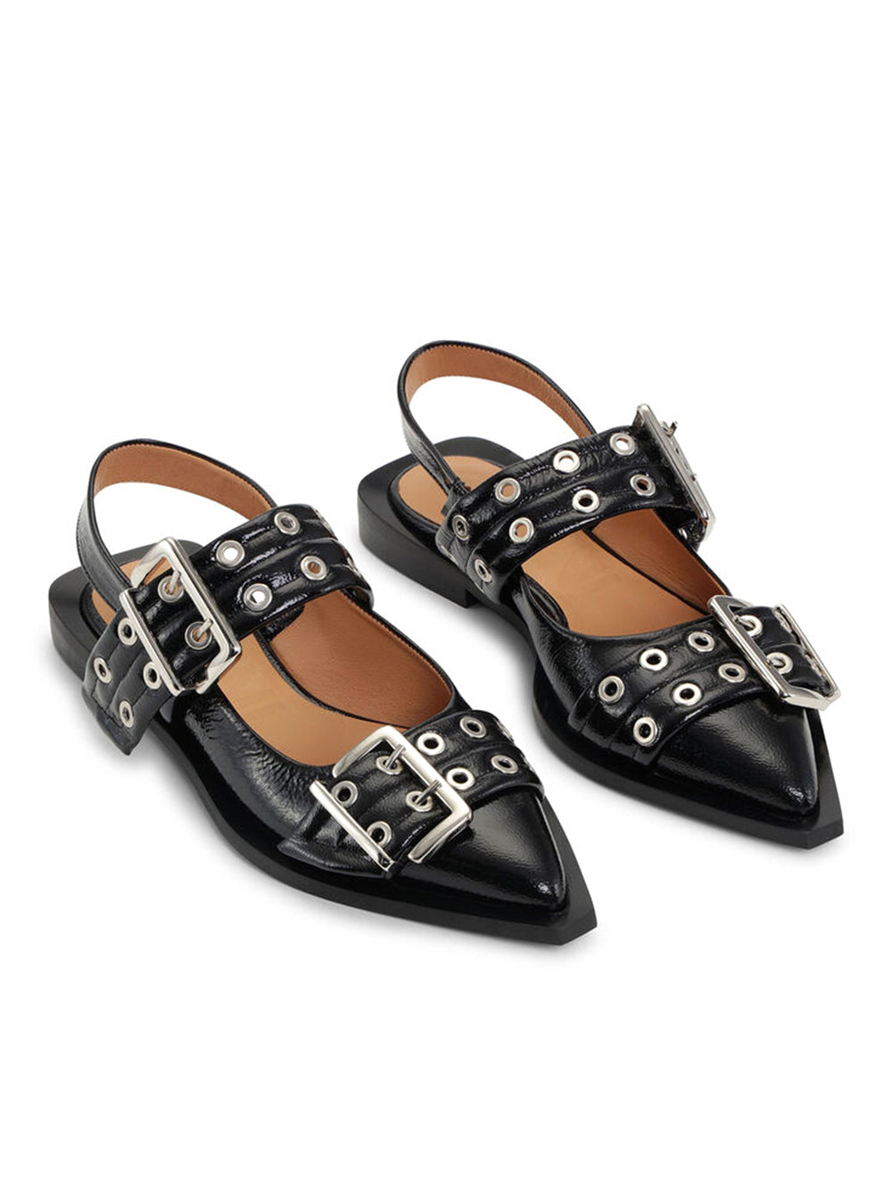 GANNI-Feminine Buckle Ballerina Naplack-