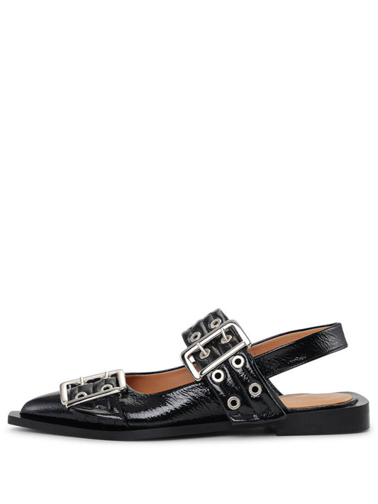 GANNI-Feminine Buckle Ballerina Naplack-