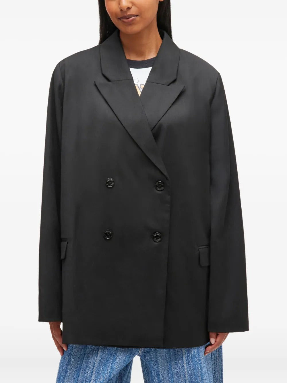 GANNI-Calendered Wool Blazer-