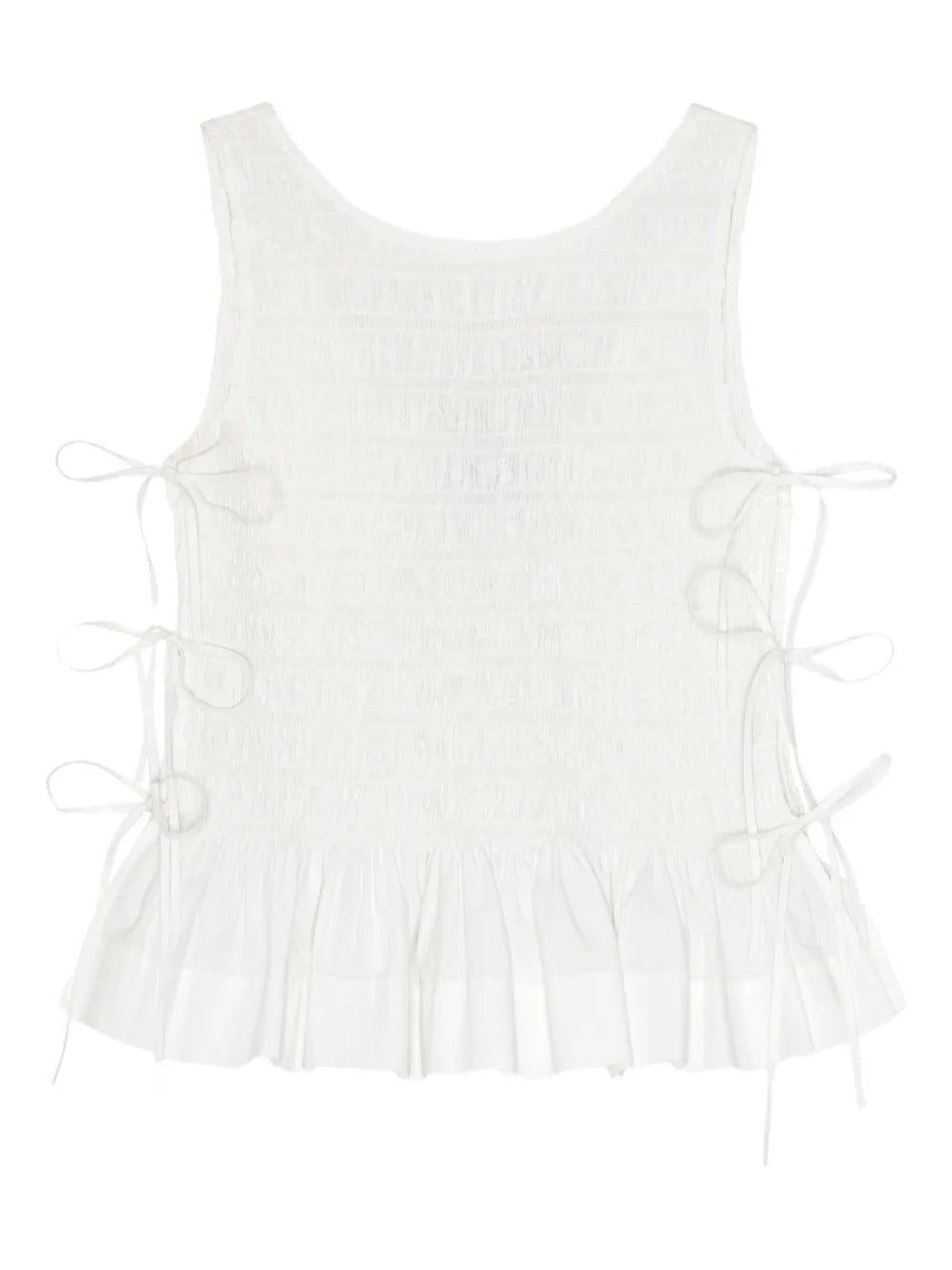 GANNI-Cotton Poplin Smock Tie String Top-