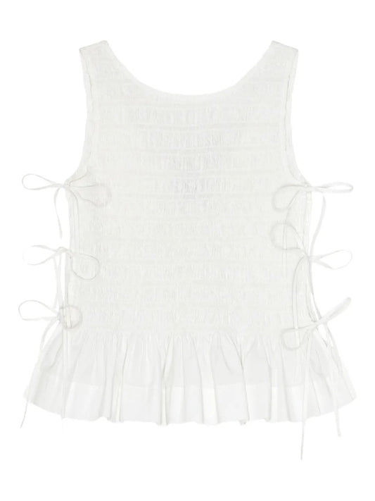 GANNI-Cotton Poplin Smock Tie String Top-