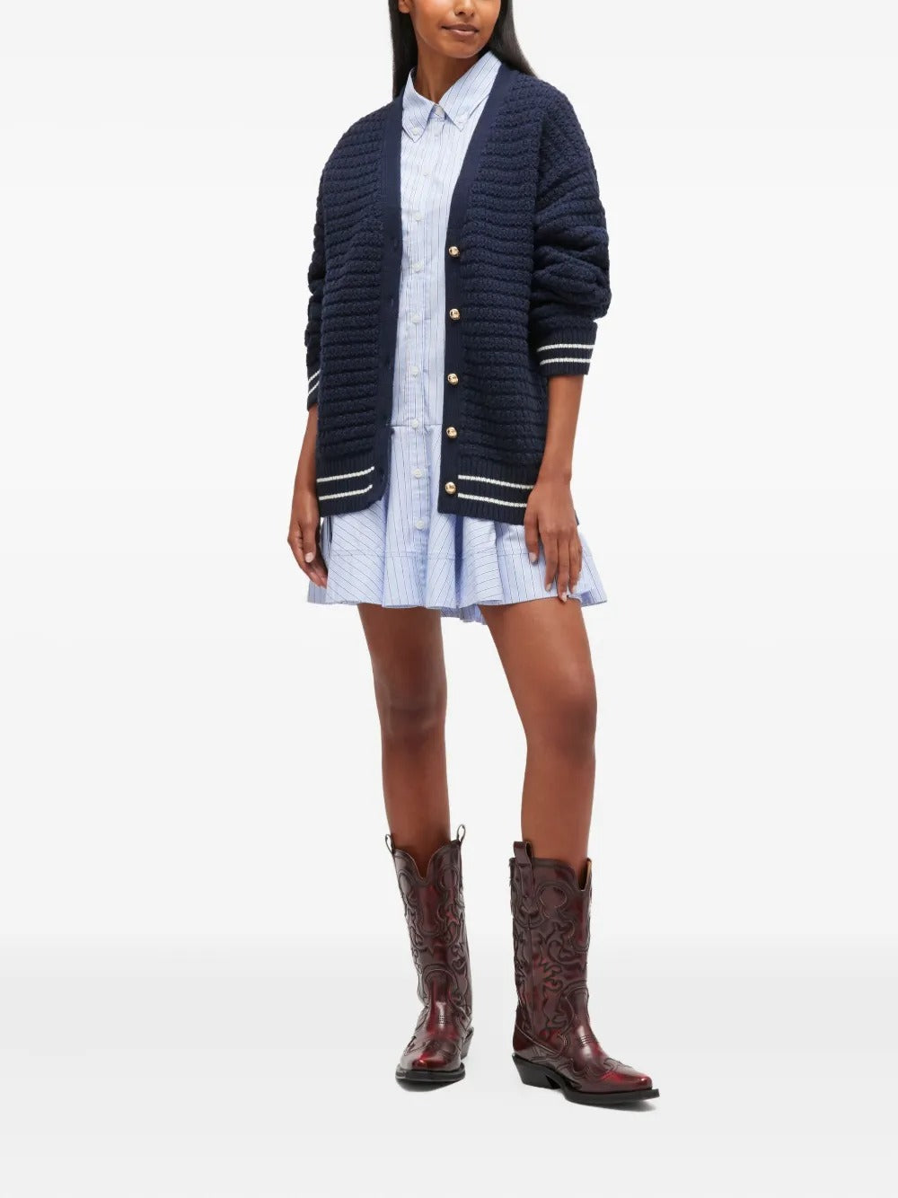 GANNI-Cotton Wool Mix Boxy Cardigan-