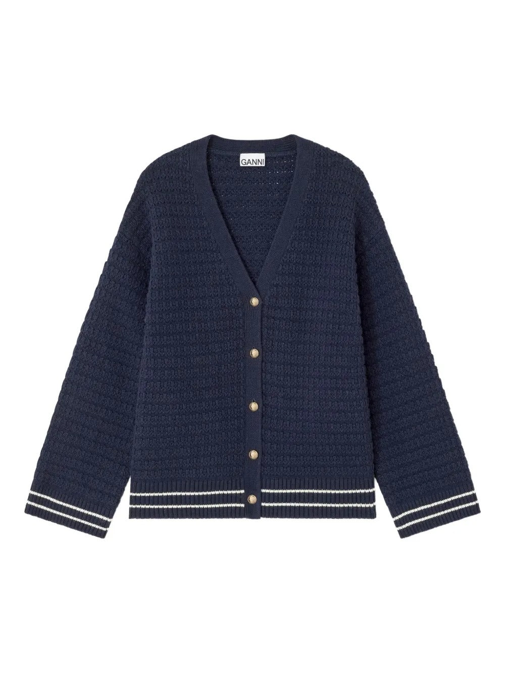 GANNI-Cotton Wool Mix Boxy Cardigan-