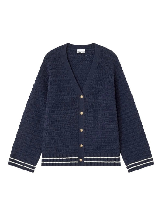 GANNI-Cotton Wool Mix Boxy Cardigan-