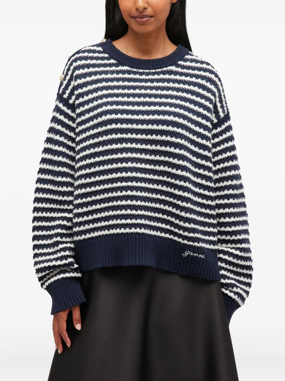 GANNI-Cotton Wool Stripe Sweater-