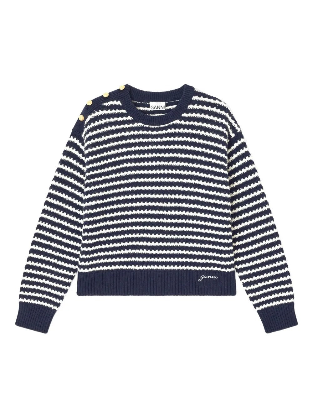 GANNI-Cotton Wool Stripe Sweater-