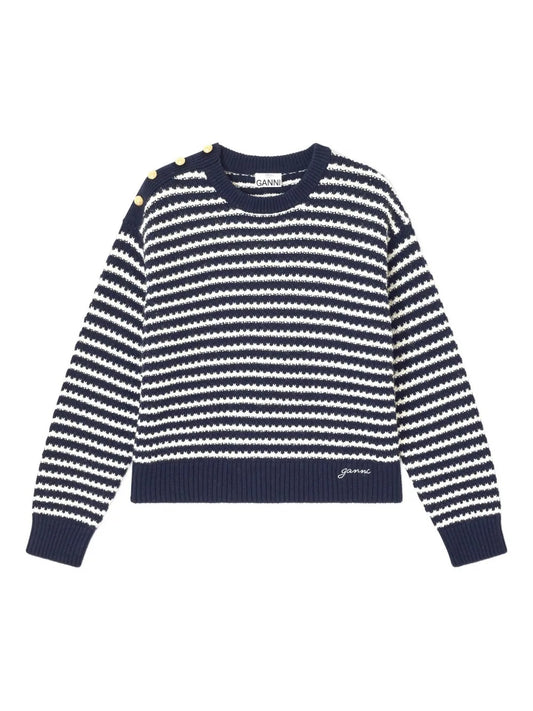 GANNI-Cotton Wool Stripe Sweater-
