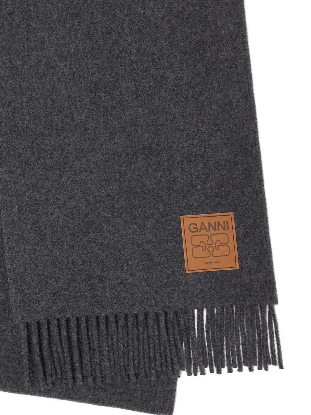 GANNI-Double Face Wool Solid Scarf-