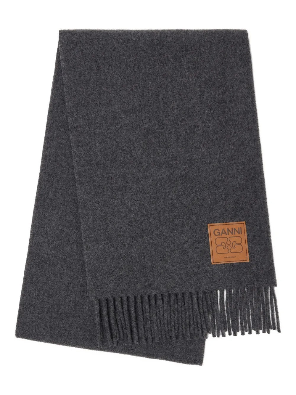 GANNI-Double Face Wool Solid Scarf-