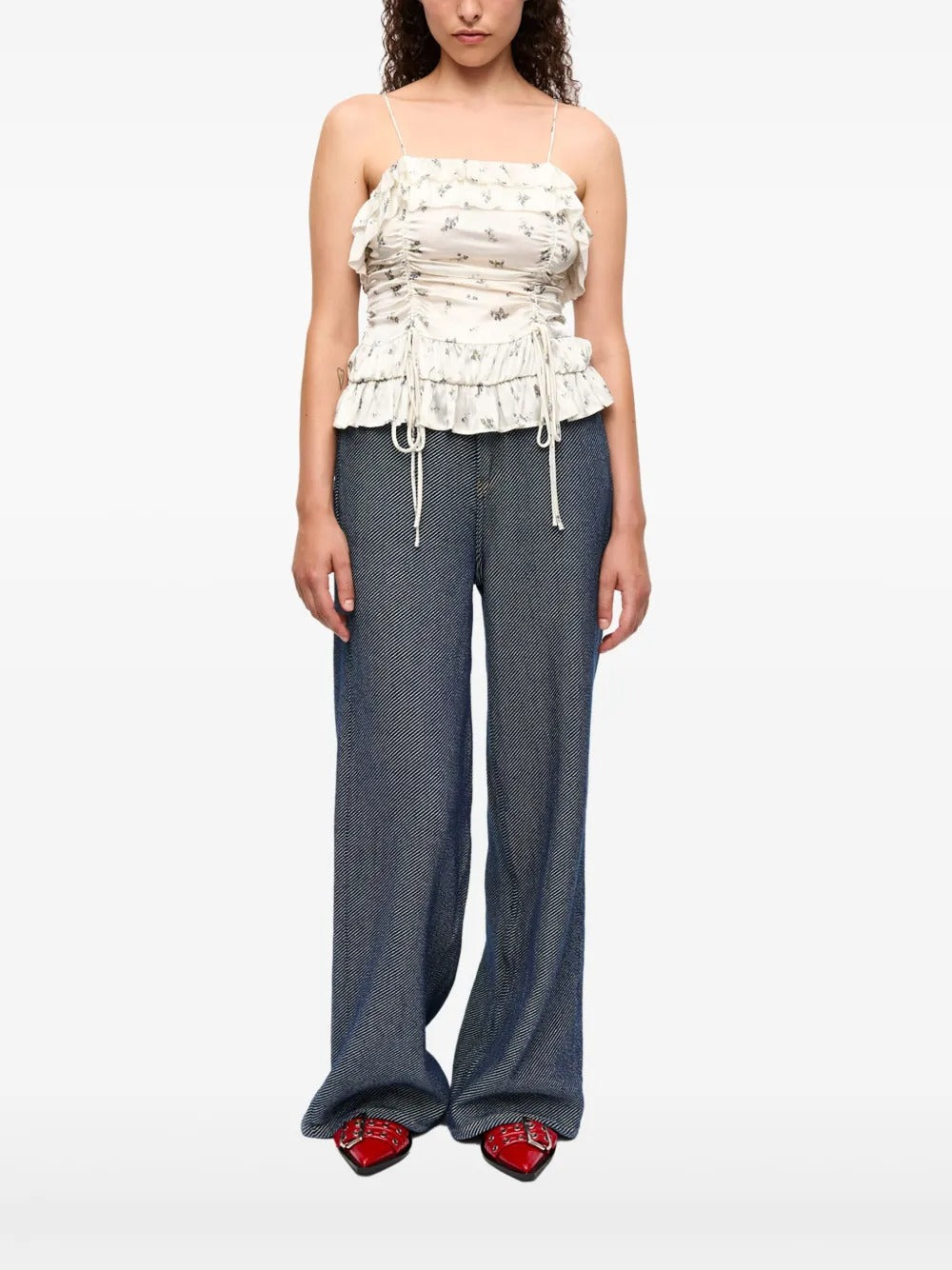 GANNI-Printed Satin Slip Top-