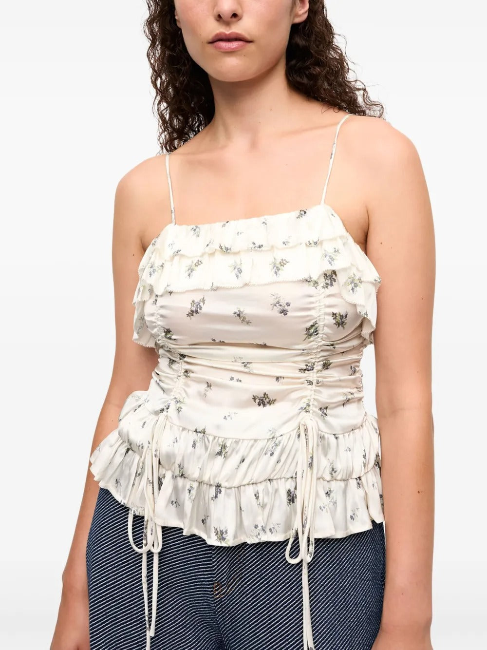 GANNI-Printed Satin Slip Top-