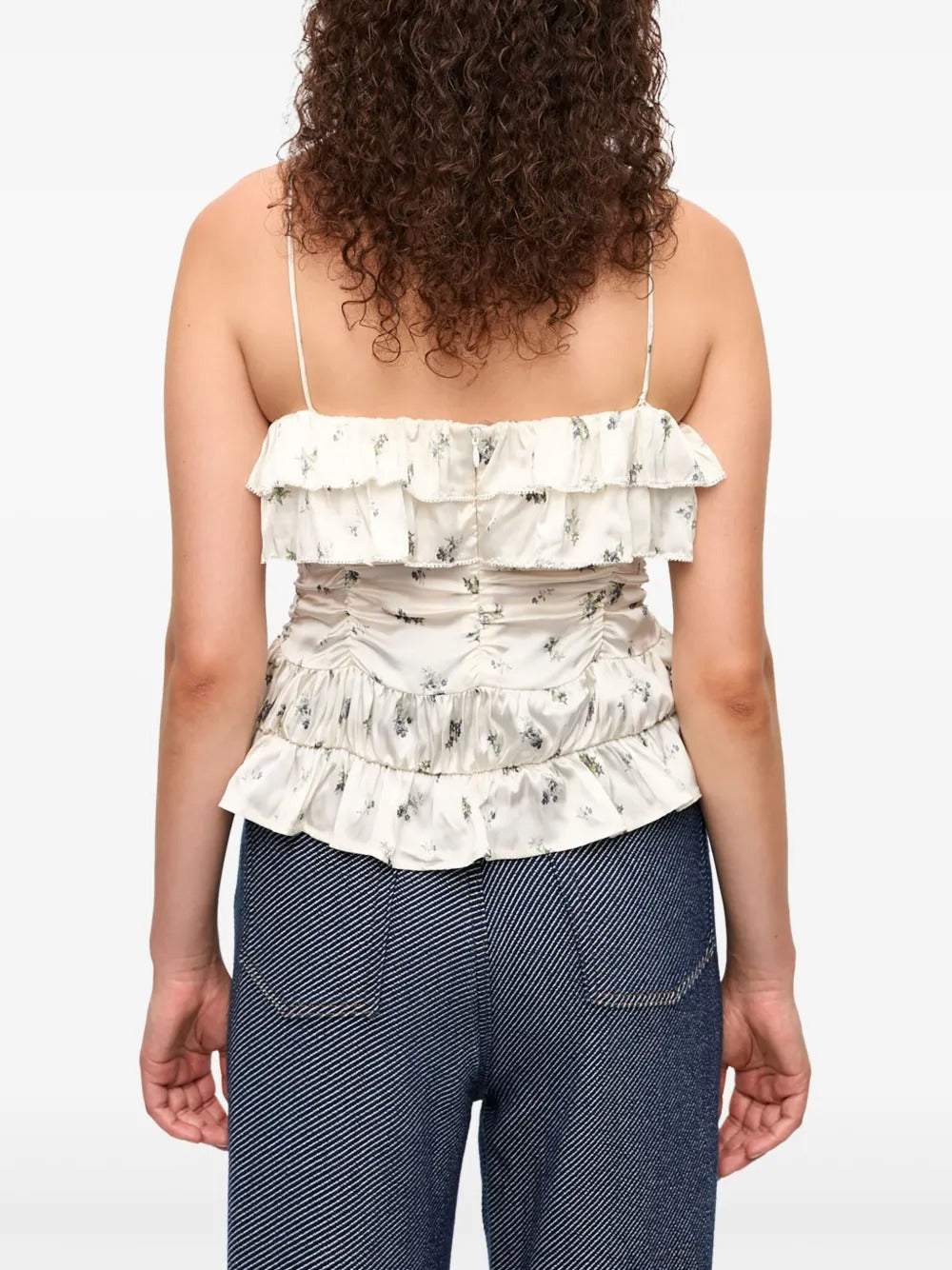 GANNI-Printed Satin Slip Top-