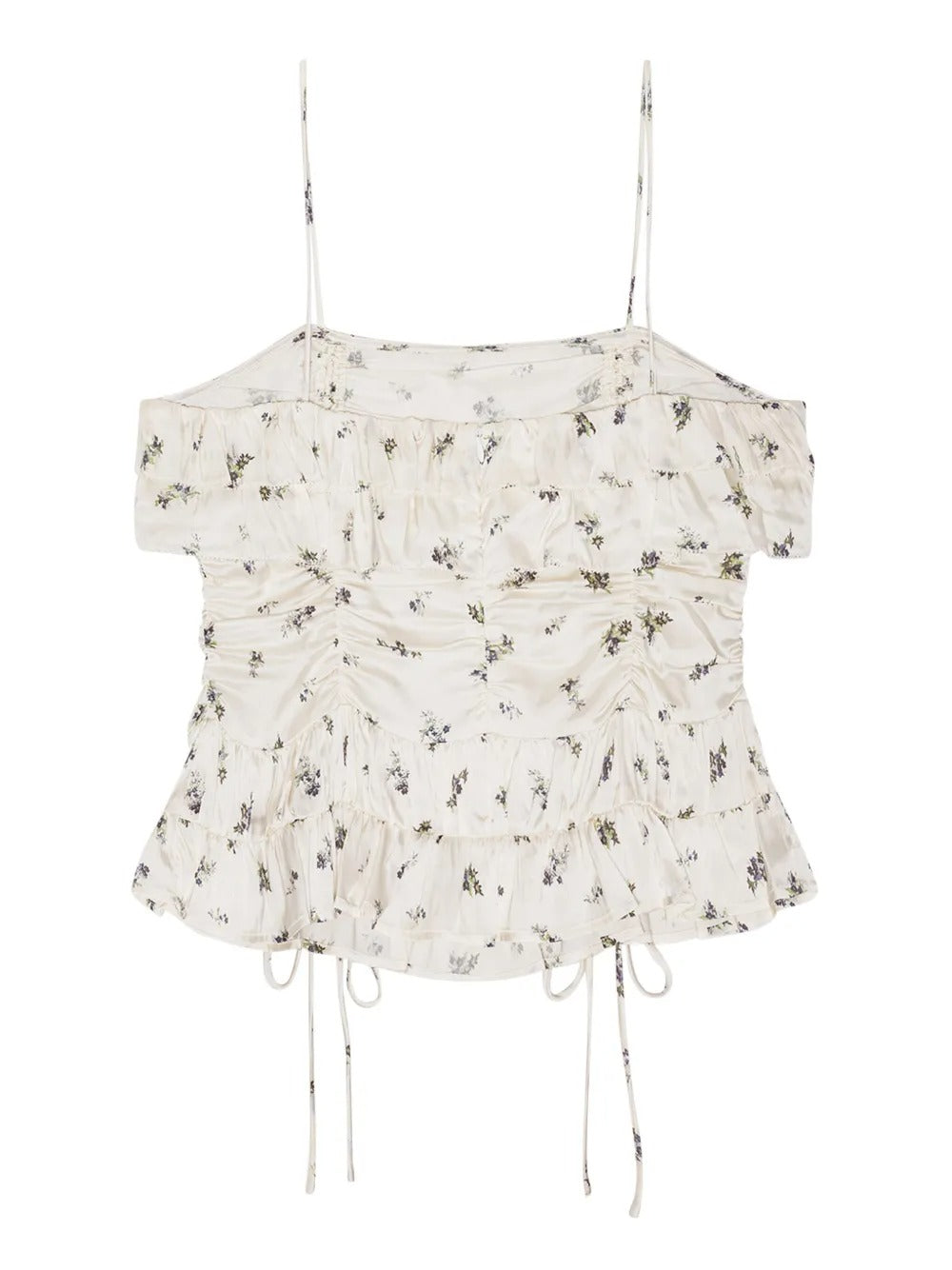 GANNI-Printed Satin Slip Top-