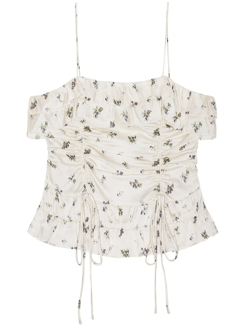 GANNI-Printed Satin Slip Top-