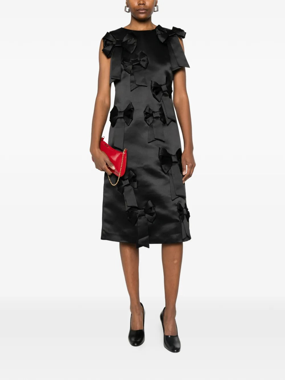 GANNI-Duchesse Satin Straight Midi Dress-