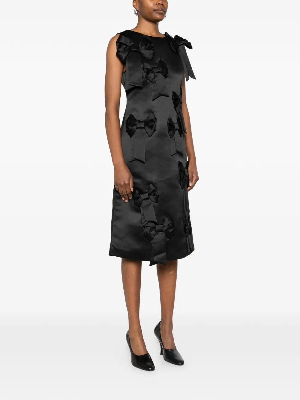 GANNI-Duchesse Satin Straight Midi Dress-