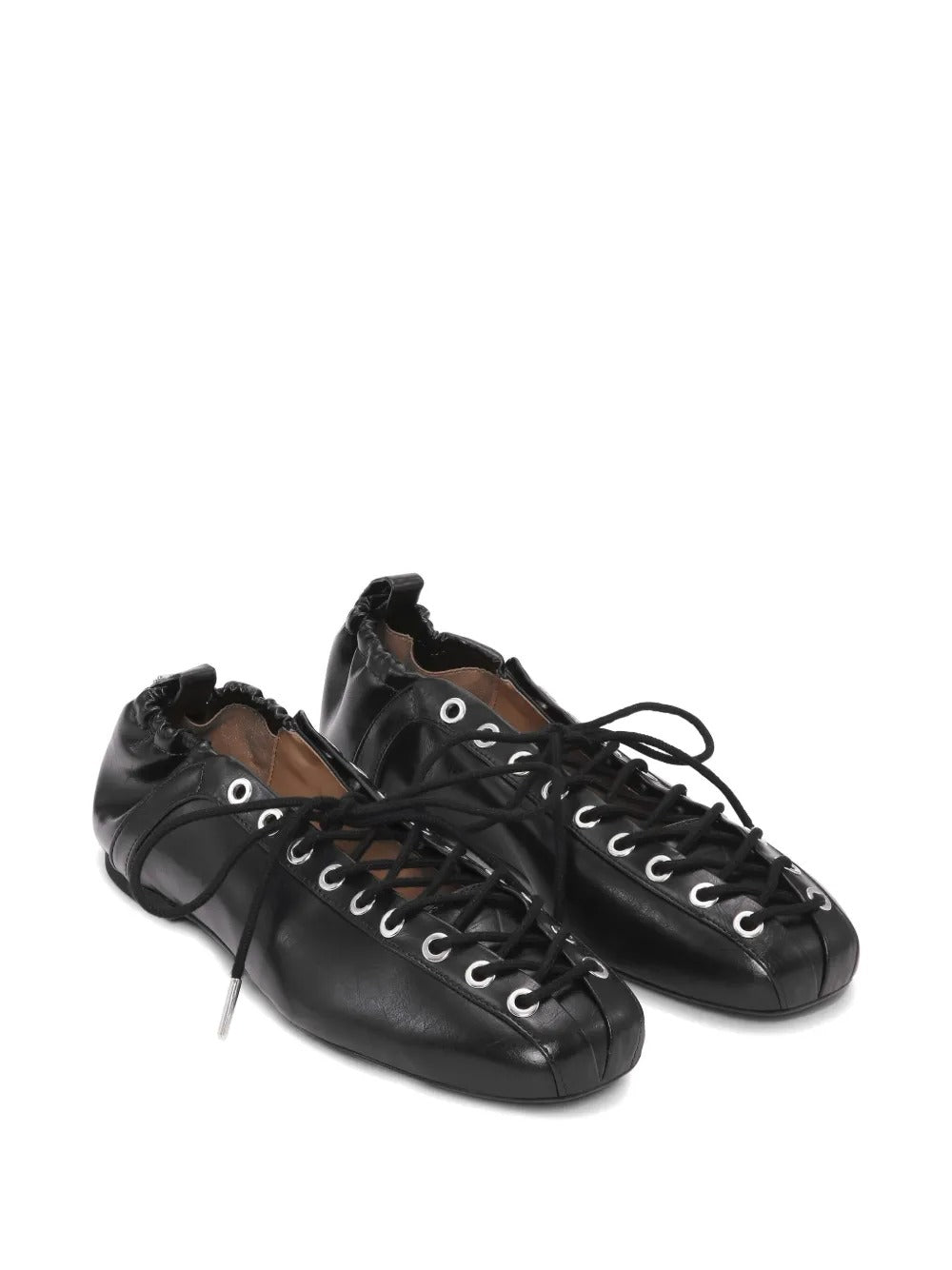 GANNI-Eyelets Lace Up Ballerina Crinkle Oleatex-