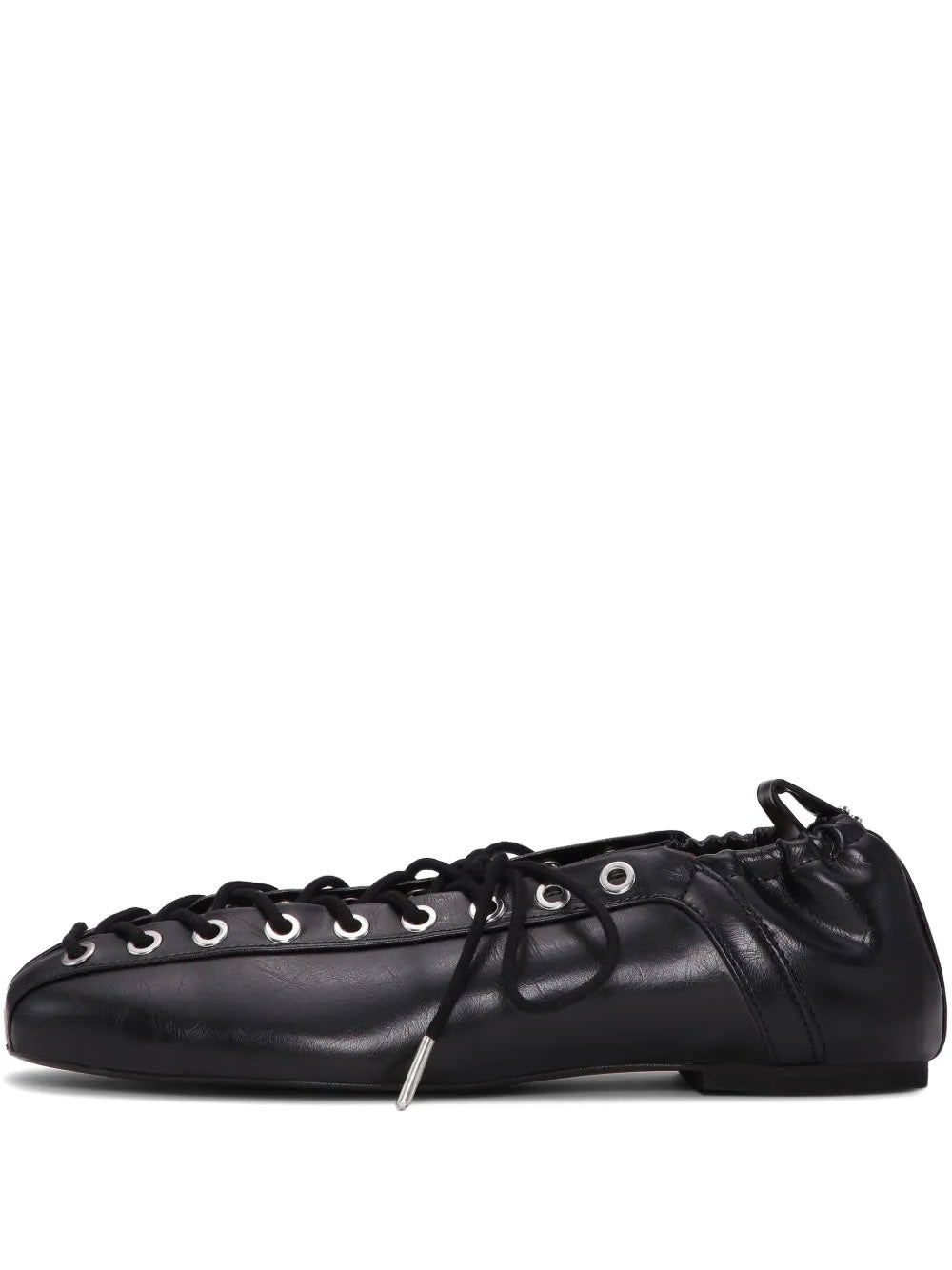 GANNI-Eyelets Lace Up Ballerina Crinkle Oleatex-