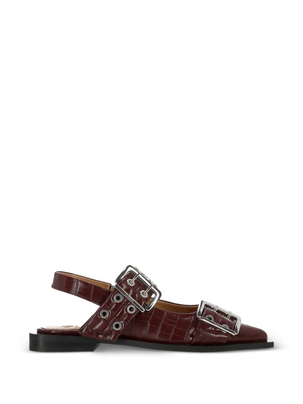 GANNI-Feminine Buckle Ballerina Croco Pelinova-