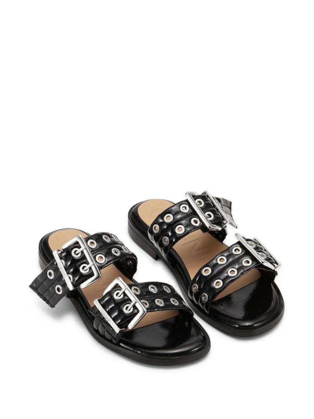 GANNI-Feminine Buckle Two Strap Sandal Naplack-