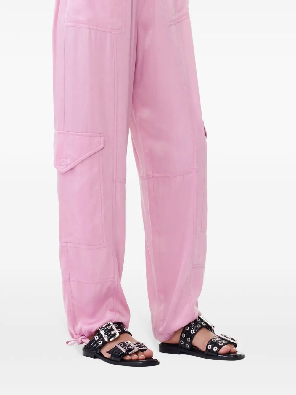 GANNI-Feminine Buckle Two Strap Sandal Naplack-