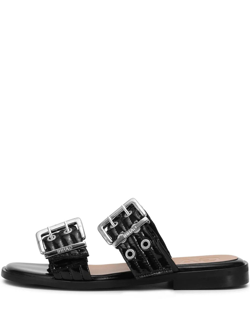 GANNI-Feminine Buckle Two Strap Sandal Naplack-