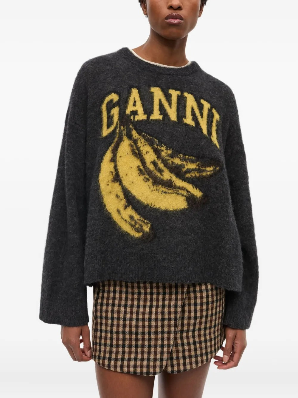 GANNI-Fine Brushed Alpaca Banana Oversized O-neck-