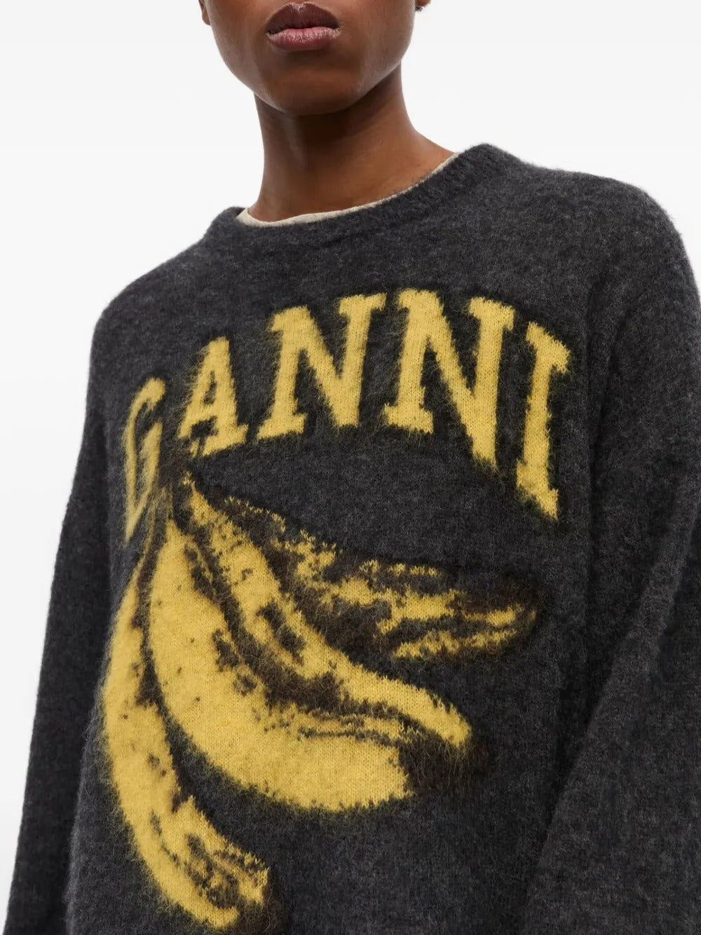 GANNI-Fine Brushed Alpaca Banana Oversized O-neck-