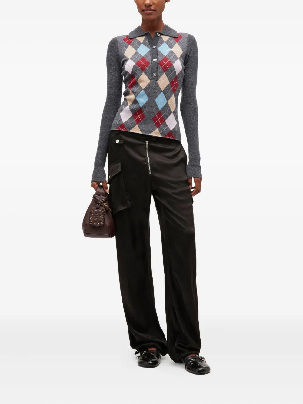 GANNI-Fine Merino Jacquard Polo-