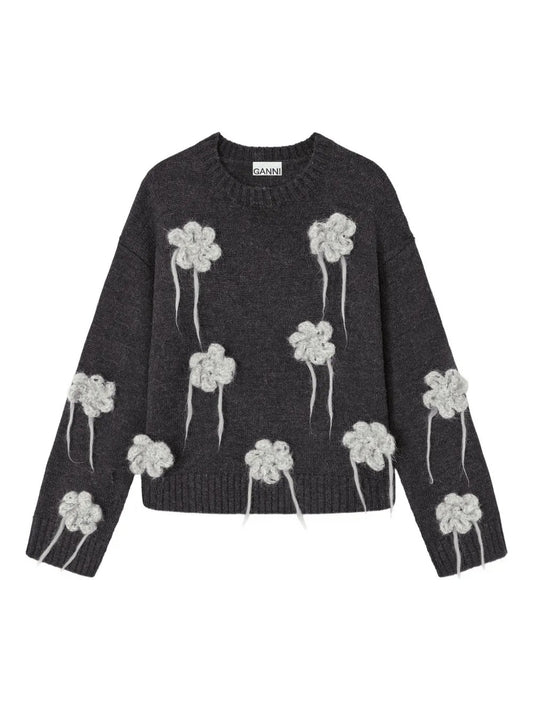 GANNI-Flower Crochet Sweater-
